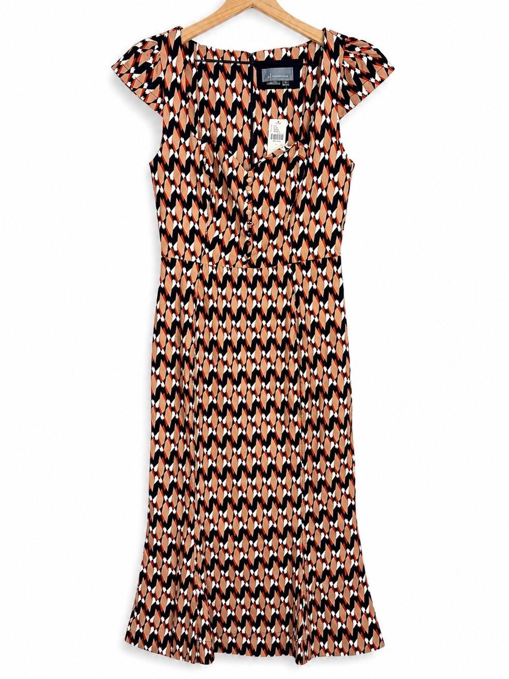 NWT By Anthropologie Cecily Fit & Flare Midi Dress Geometric Print M